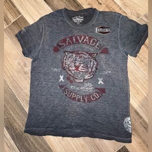 Gray Salvage Supply Co T-Shirt with Tiger GraphicXL